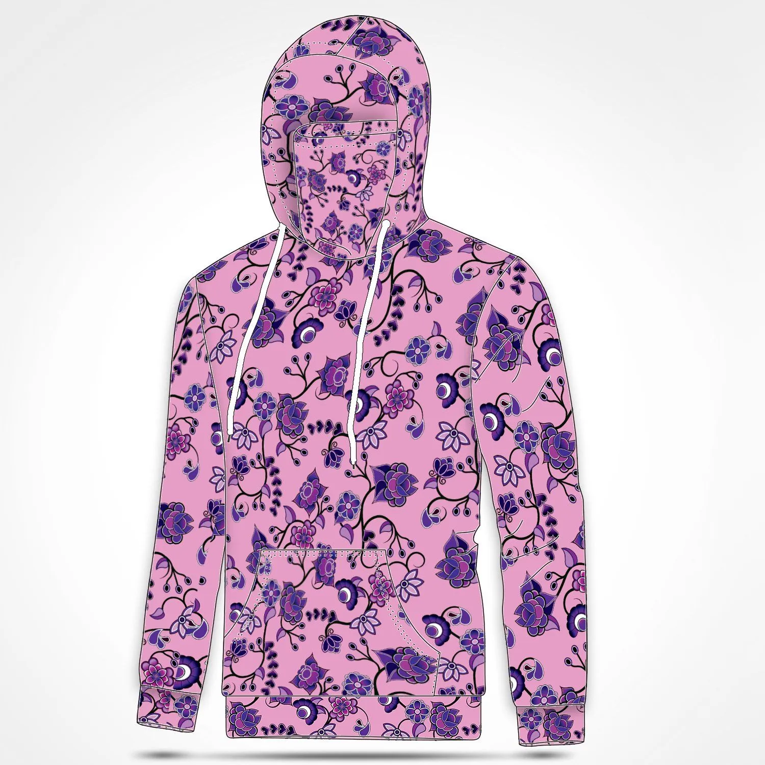 Purple Floral Amour Hoodie with Face Cover