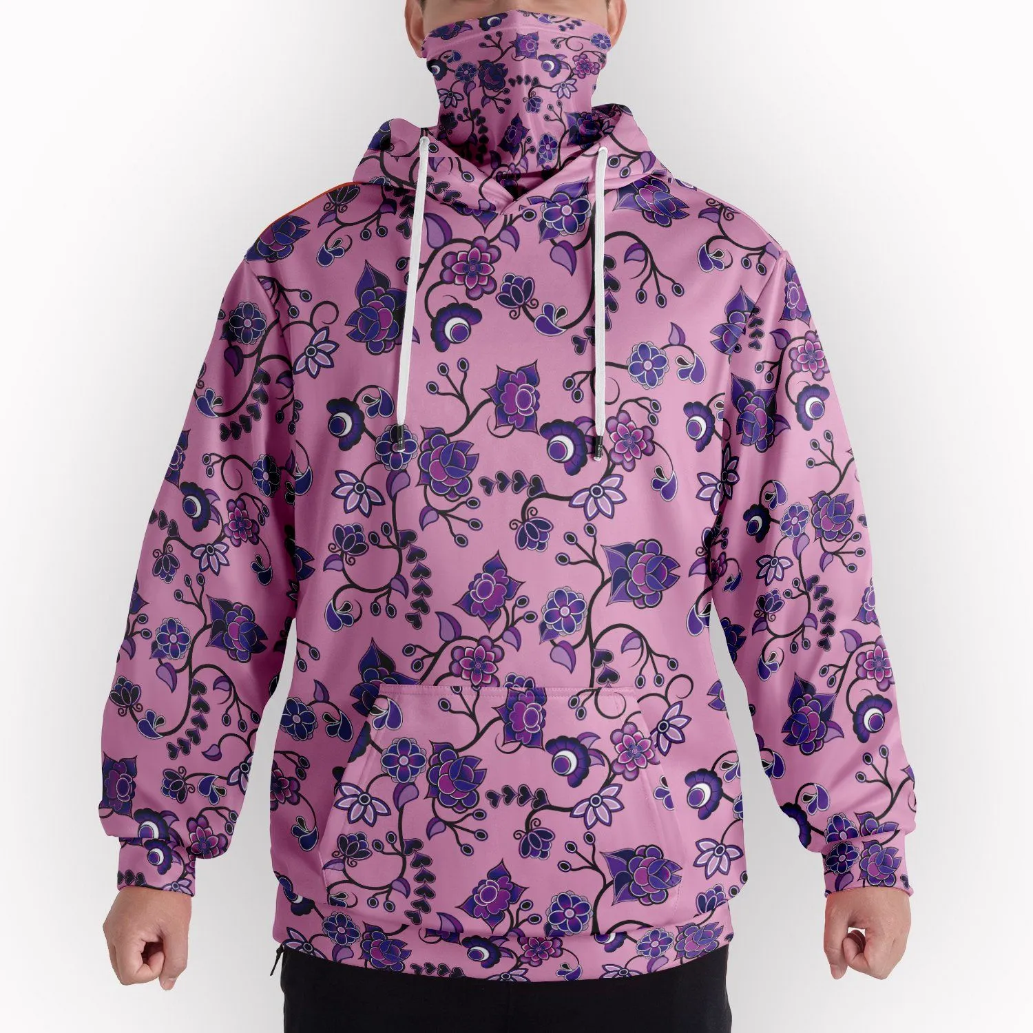 Purple Floral Amour Hoodie with Face Cover