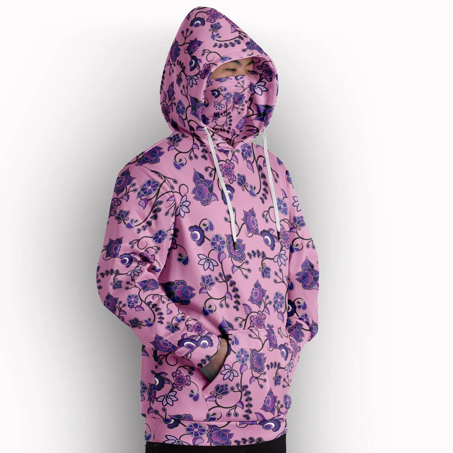 Purple Floral Amour Hoodie with Face Cover