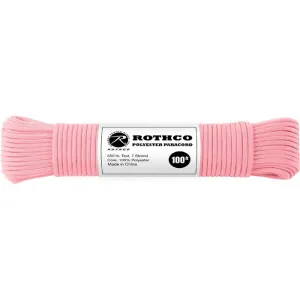 Rose Pink - Polyester 550 LB Tested 100 Feet Paracord Rope