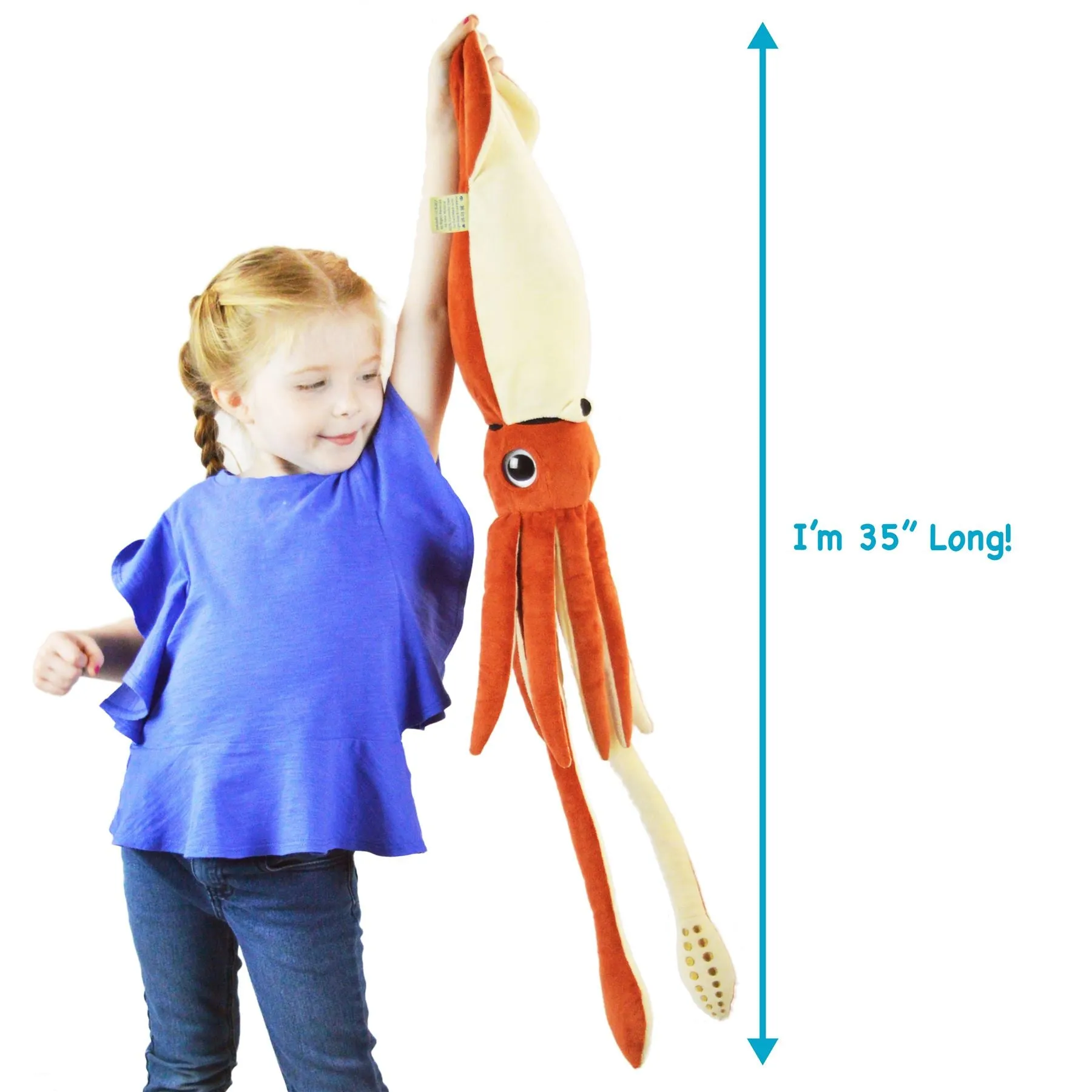 Shubert The Squid | 34 Inch Stuffed Animal Plush | By TigerHart Toys