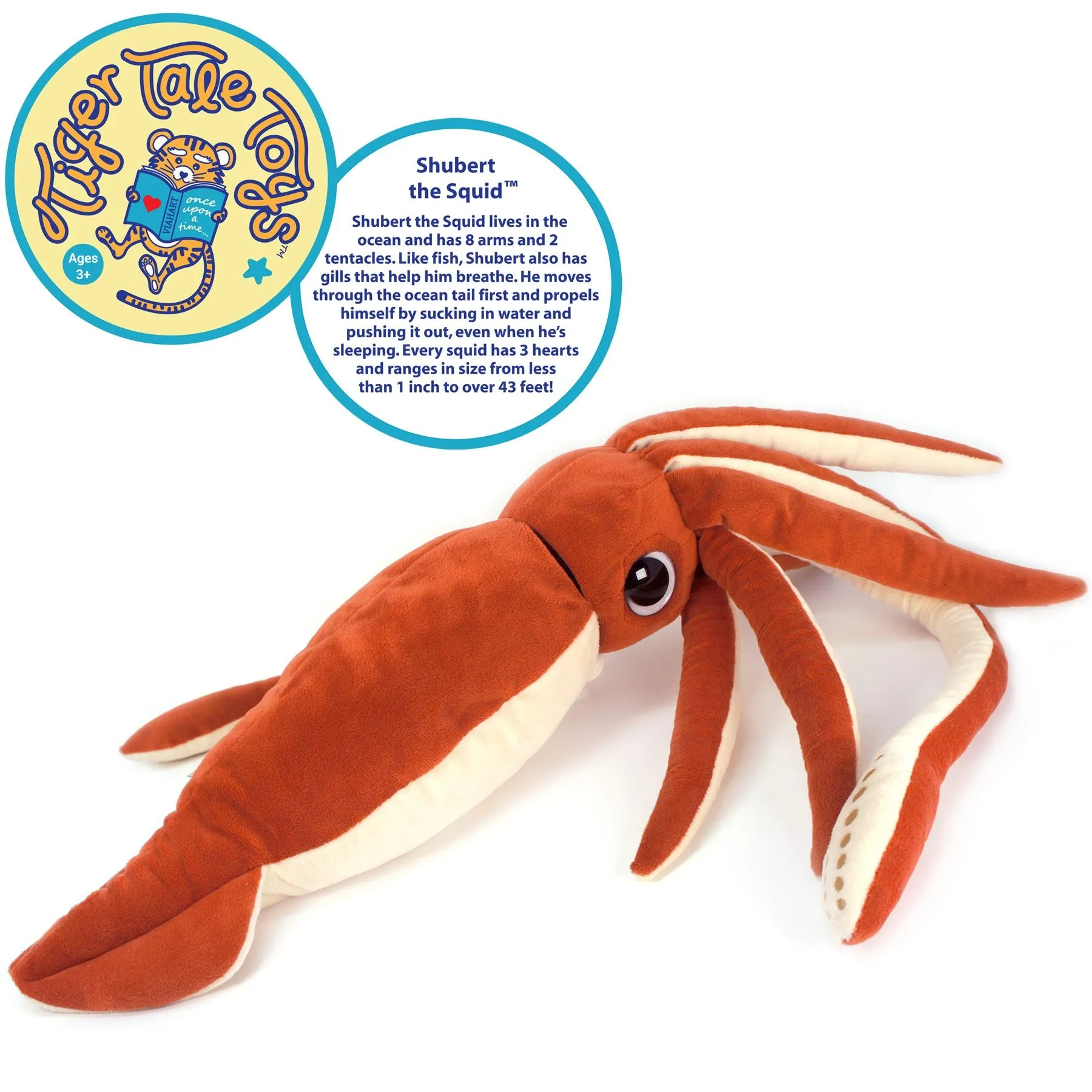 Shubert The Squid | 34 Inch Stuffed Animal Plush | By TigerHart Toys