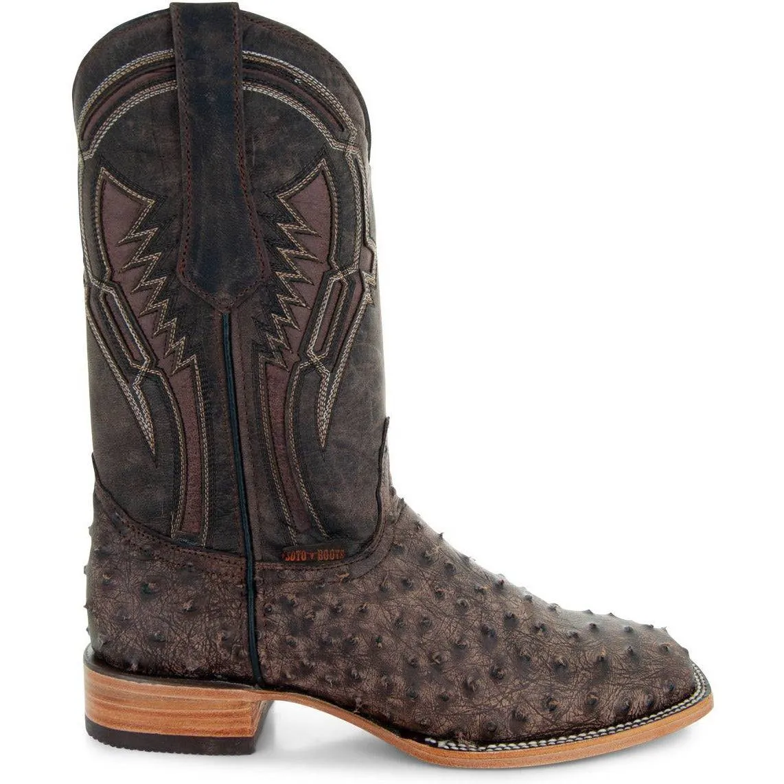 Soto Boots Mens Out of the Wild Brown Ostrich Print Boots H50031