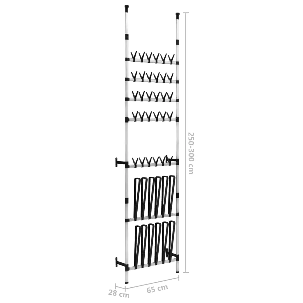 Telescopic Shoe Rack with Rods Aluminium