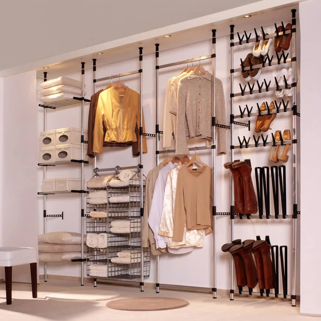 Telescopic Shoe Rack with Rods Aluminium