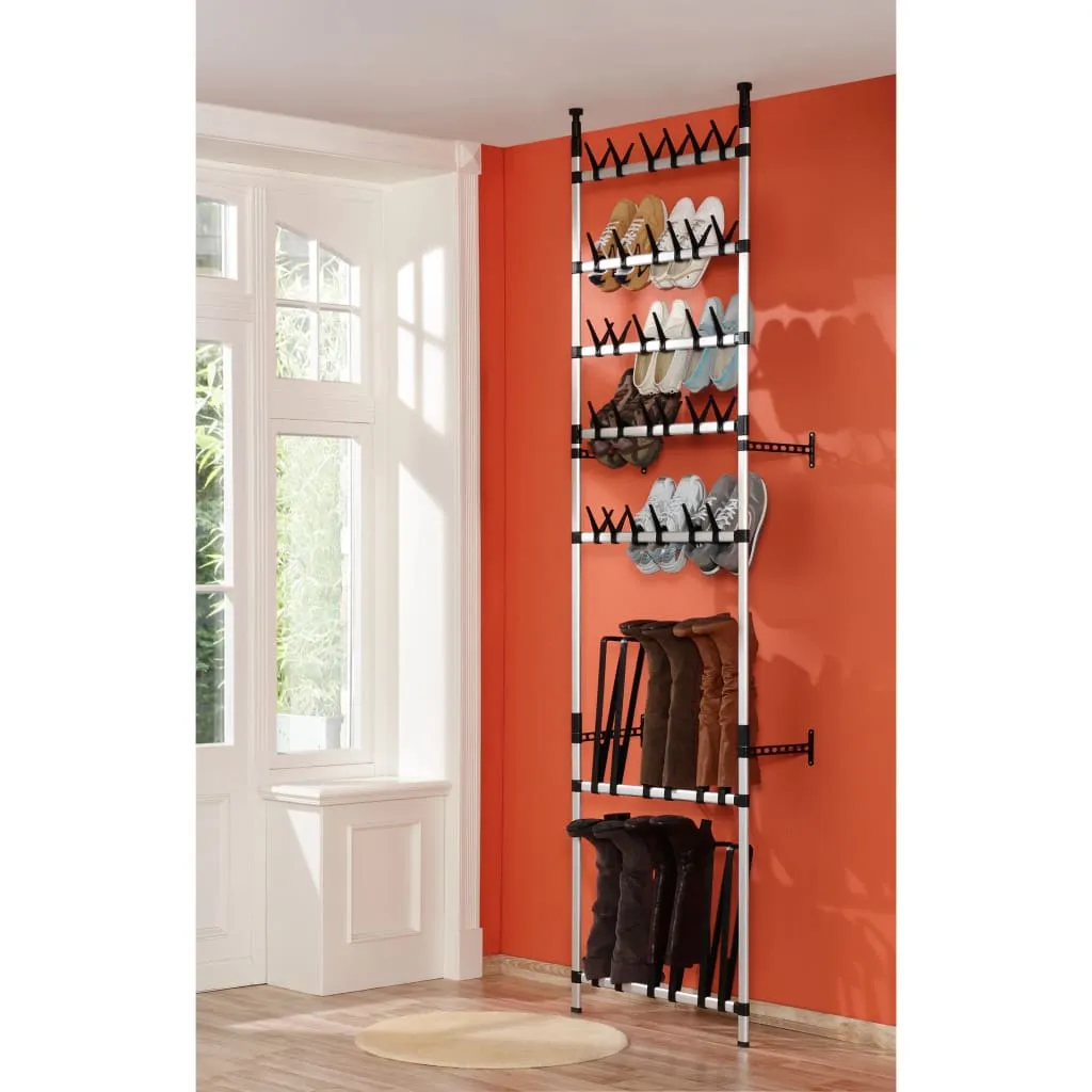 Telescopic Shoe Rack with Rods Aluminium