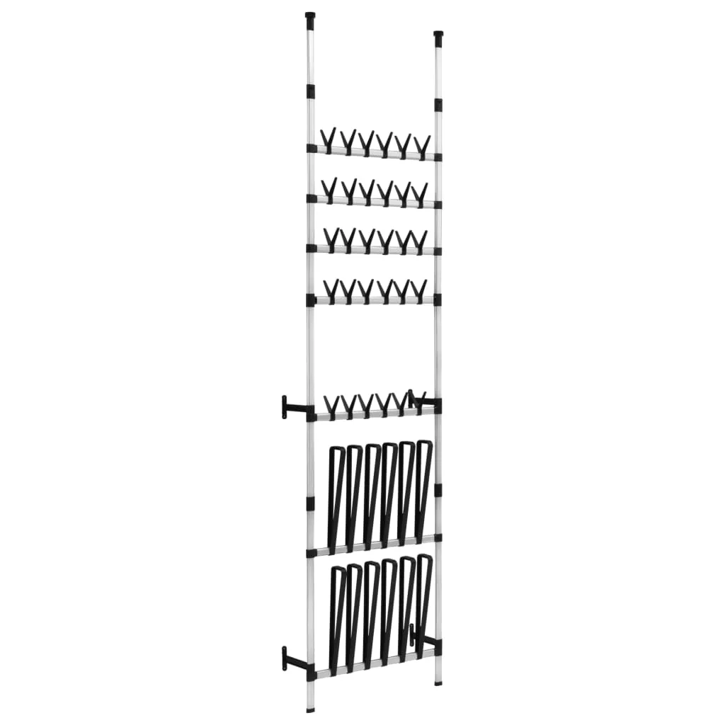 Telescopic Shoe Rack with Rods Aluminium