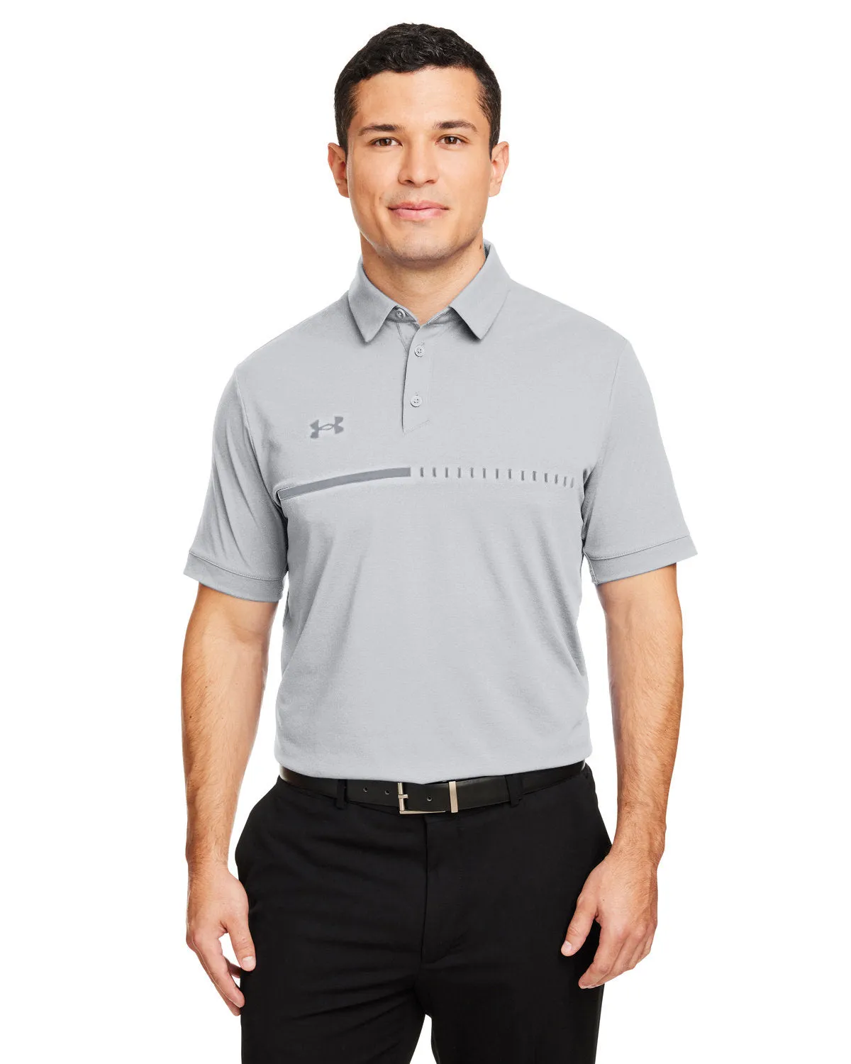 Under Armour Mens Title Branded Polos, Halo Grey