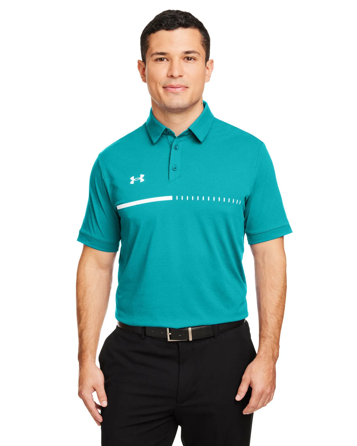 Under Armour Mens Title Customized Polos, Castle Teal