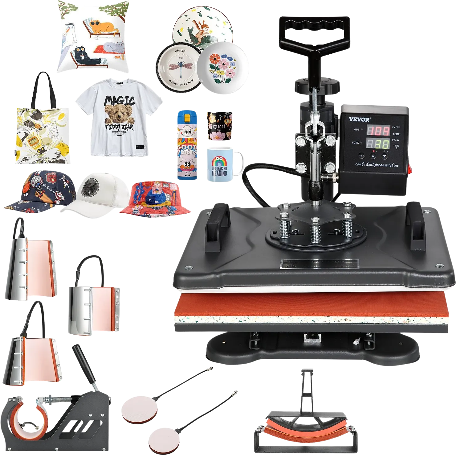 Vevor Heat Press 8-in-1 Machine 12" x 15" Digital Heat Transfer for T-Shirt Mug Hat Plate New