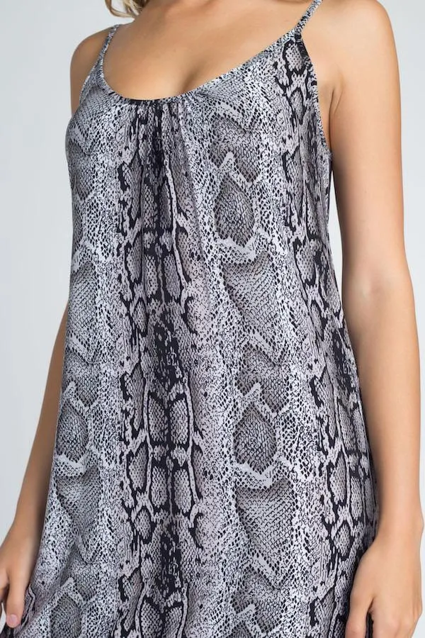 Women's Snakeskin Print Maxi Tank Dress