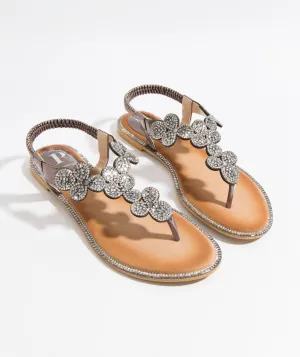 Women`s Toe Post Sandals - Silver