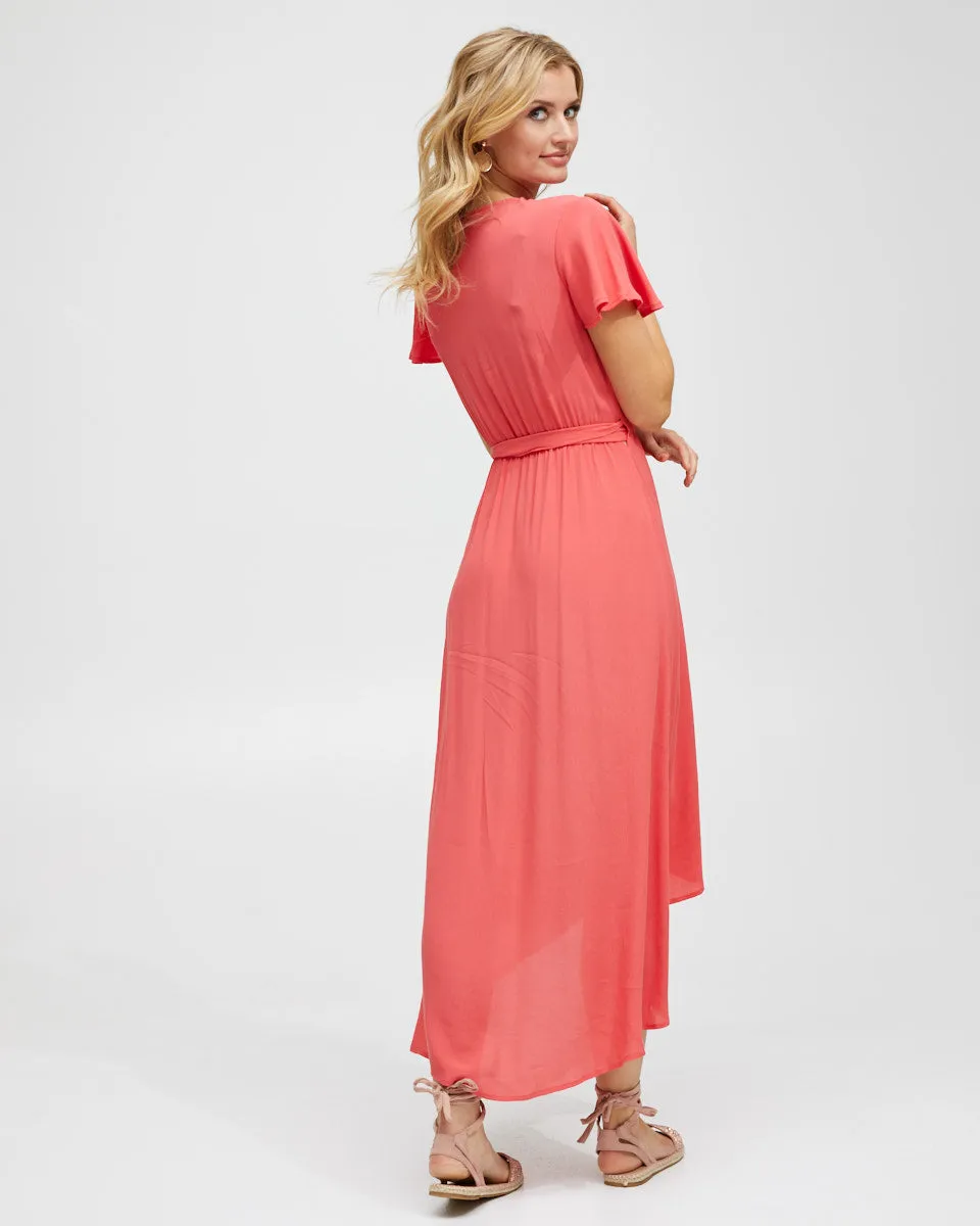 Wrap Nursing Dress - Watermelon Red