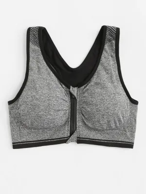 Zipper Front High Impact Sports Bra