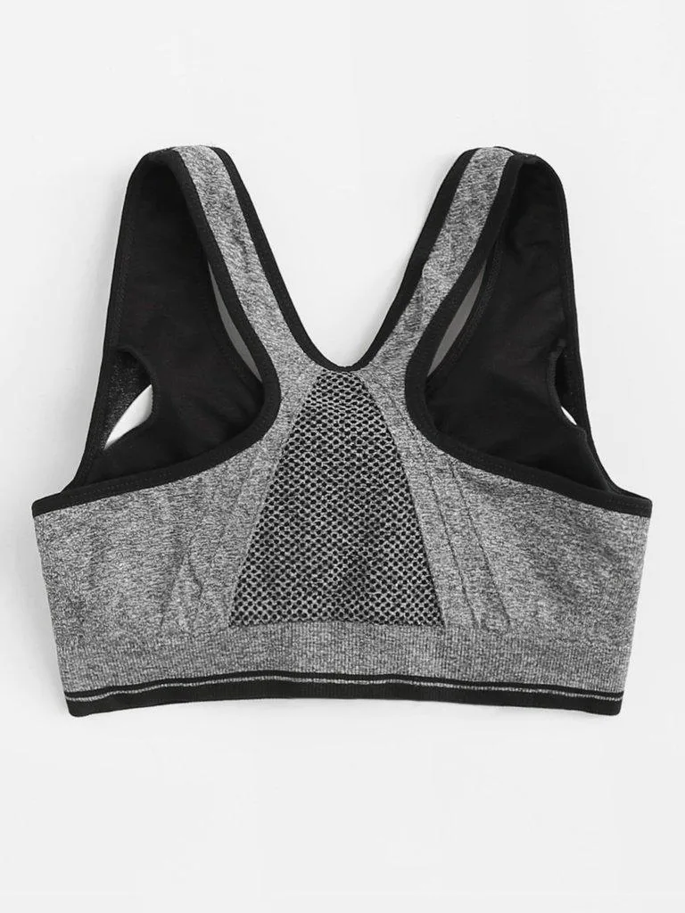 Zipper Front High Impact Sports Bra